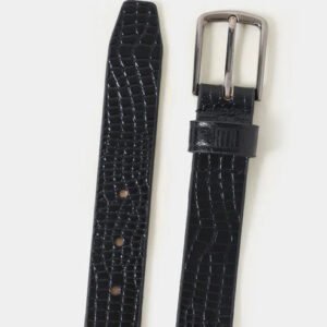Black Textured Leather Belt